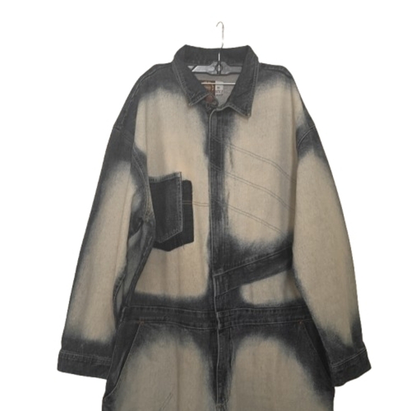 90's Noiz Denim Spray Paint Style Hip-hop Jean Streetwear Coveralls 2XL Rappers - Picture 4 of 16